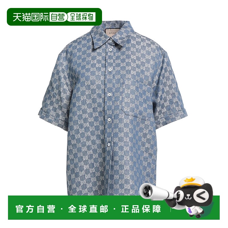 1h可退 香港直邮Gucci 古驰 女士 牛仔布衬衫 blue蓝色 舒适时尚
