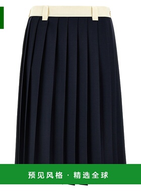 1h可退 香港直邮Miu Miu 缪缪 女士 褶裥中长半身裙 MG2052S23212