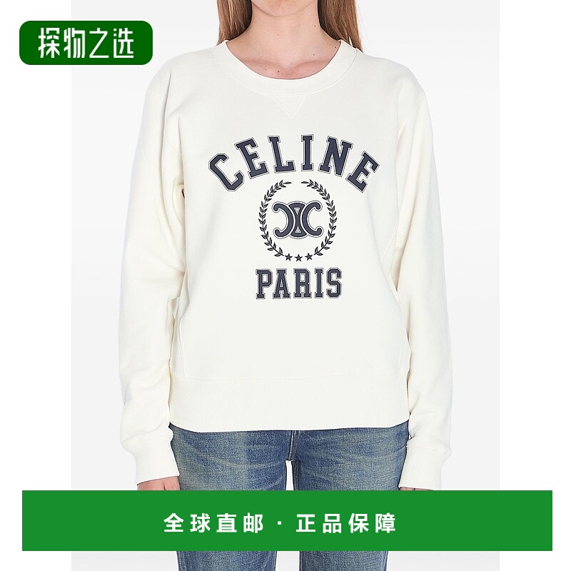 1h可退 香港直邮Celine 思琳 女士 长袖卫衣 RY0DR345F white白色