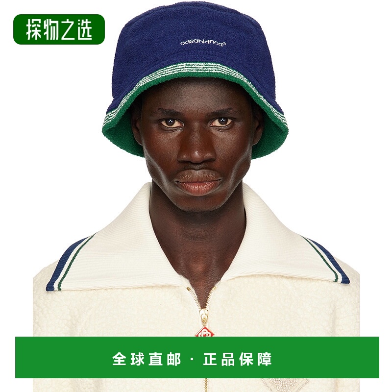 1h可退 香港直邮Casablanca 男士 海军蓝刺绣渔夫帽 APS25HAT0710