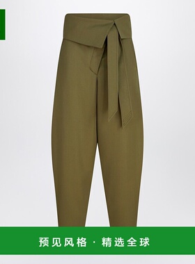 1h可退 香港直邮The Attico 女士 军装风绿色羊毛华达呢裤子 251W