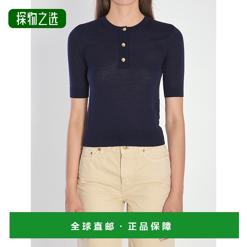 1h可退 香港直邮Celine 思琳 女士 TRIOMPHE 海军蓝Polo衫 RY0CED