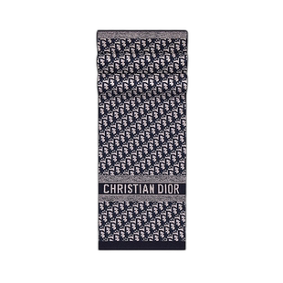 欧洲直邮Dior迪奥女士围巾围脖海军蓝羊绒老花舒适柔软秋冬款