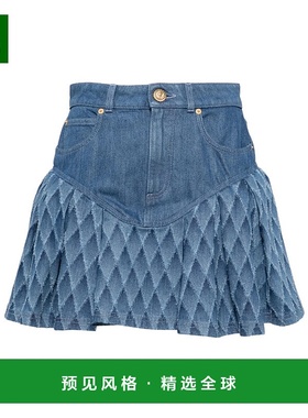 香港直邮Balmain 镭射格子牛仔短裤 CF0LA440DE33