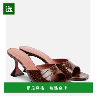 1h可退 香港直邮Amina Muaddi 女士 Lupita 70 鳄鱼纹皮质凉拖