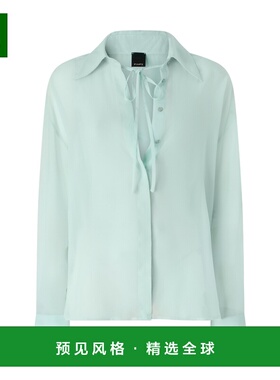 香港直邮PINKO 女士衬衫 106393A35ST14 SS2026 绿色 长袖纽扣衬