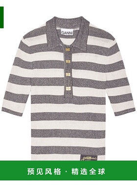 香港直邮Ganni 条纹亮片polo衫 K2482针织衫