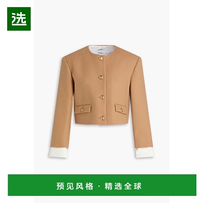 香港直邮Sandro 女士 短款羊毛混纺毛毡夹克 SFPVE01088CAMEL