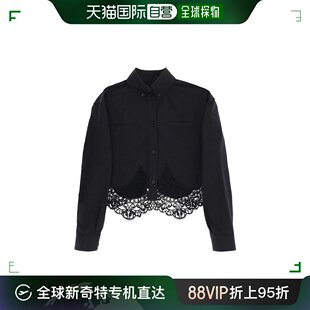 女士 欧洲直邮burberry 蕾丝拼接博柏利短袖 99新未使用 衬衫