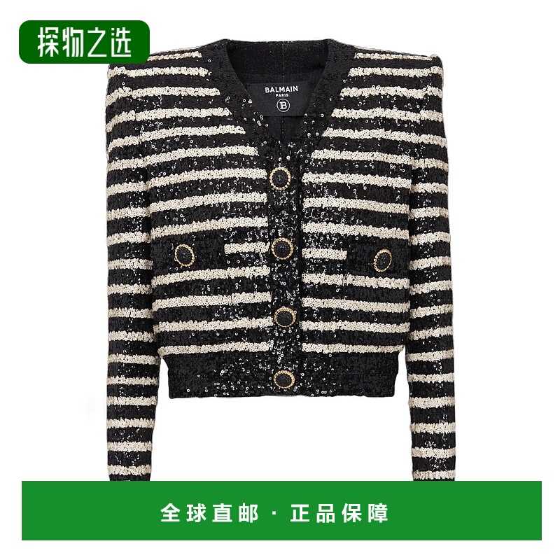 香港直邮Balmain 条纹亮片休闲夹克 DF1KL180XJ31外套