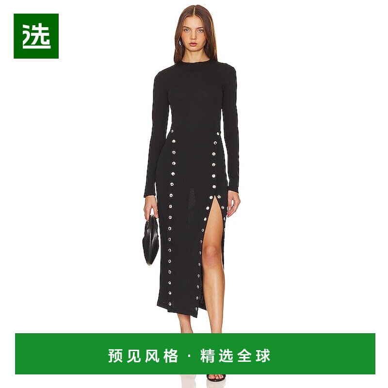 1h可退 香港直邮Fleur Du Mal 女士 侧边饰扣中长连衣裙 DR0497