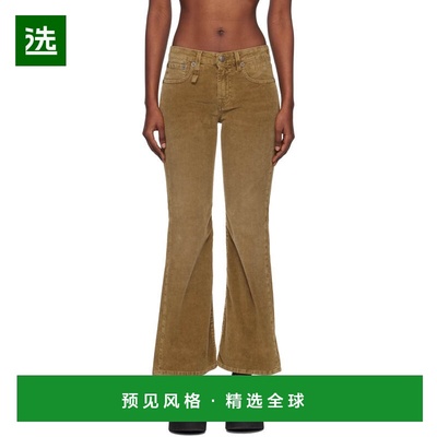 1h可退 香港直邮R13 女士 卡其色 Joan Kick Flare 牛仔裤 R13WD2
