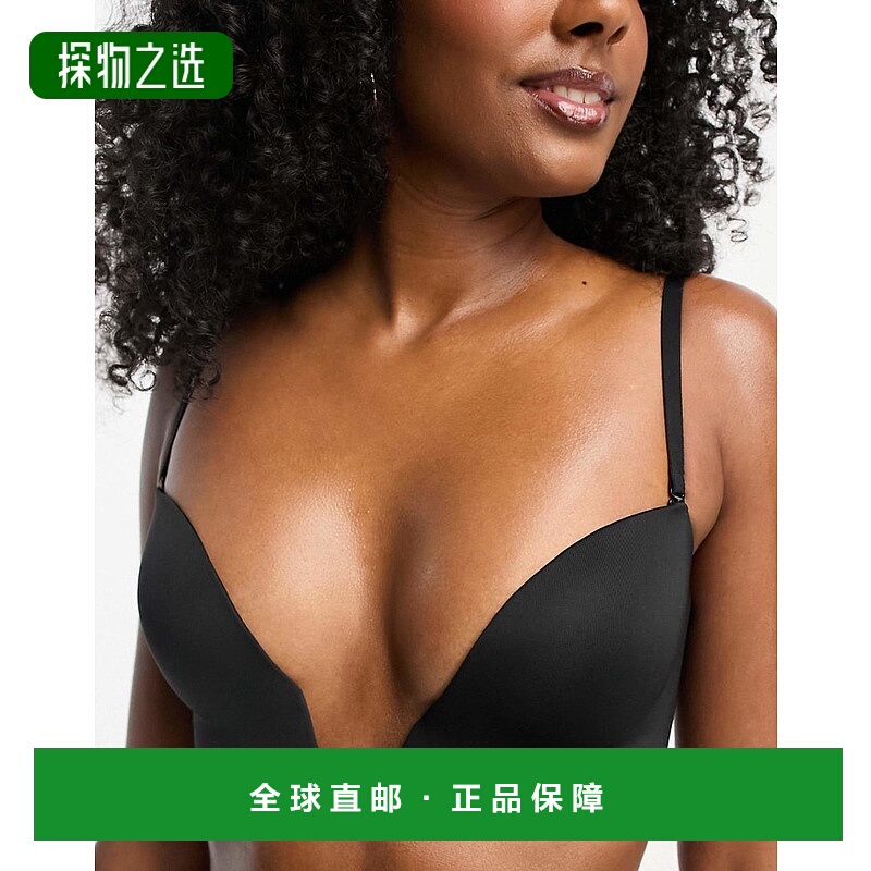 1h可退 香港直邮ASOS 女士 moulded 设计开襟深V文胸(黑色)性感