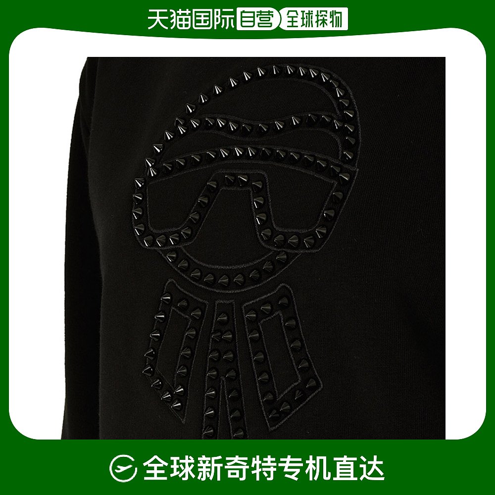 香港直邮fendi 芬迪 男士黑色棉质老佛爷时尚休闲长袖t恤卫衣 faf