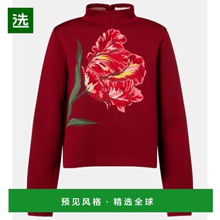 1h可退 香港直邮CAROLINA HERRERA 女士 花朵提花棉质羊毛毛衣