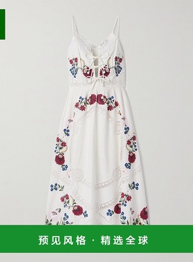 1h可退 香港直邮SEA 海洋 女士 Celia 英格兰刺绣棉麻混纺中长连