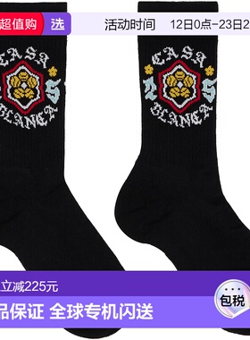 1h可退 香港直邮Casablanca 男士 黑色 Emblem 中筒袜 AAW25ACC01