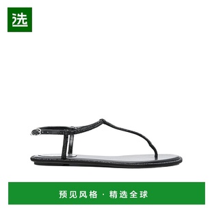 C11574010R001水晶牛皮搭扣 露趾平底凉鞋 香港直邮Rene Caovilla