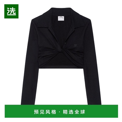 香港直邮Courreges 扭纹凸纹短款 POLO 长袖衫 225JPO048JS0193