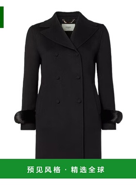 香港直邮Fendi 黑色羊毛大衣 FF6167A5HD