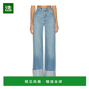 1h可退 香港直邮redone 女士 高腰阔腿翻边牛仔裤 14803WHRWDCF