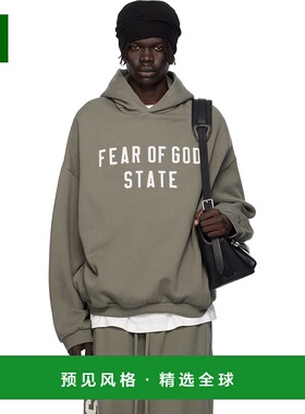 香港直邮Essentials 男士 灰色 90s Fit Fleece 连帽衫 192SP2562