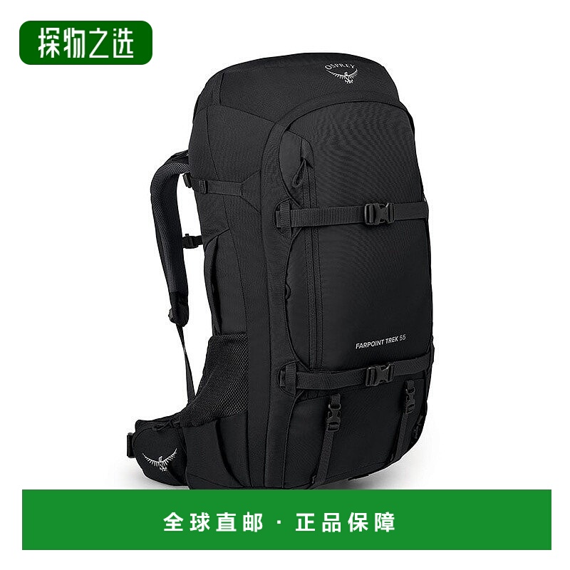欧洲直邮Osprey Farpoint® Trek 55男士黑色尼龙旅游/徒步旅