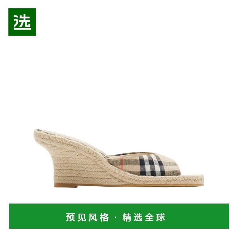 香港直邮Burberry Check Mews 草编凉鞋 81081451