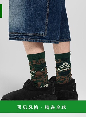 1h可退 欧洲直邮LV路易威登 男士棕色/绿色棉迷彩图案袜子徽章