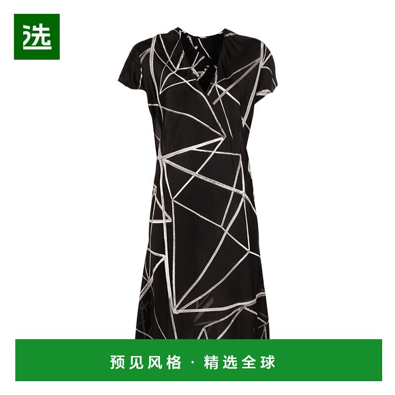 香港直邮Rick Owens 几何印花裹身连衣裙 RP01B4551JP10921