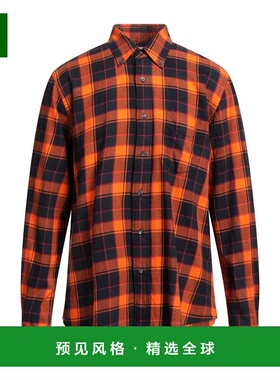 1h可退 香港直邮Aspesi 男士 格纹衬衫 orange橙色 舒适时尚