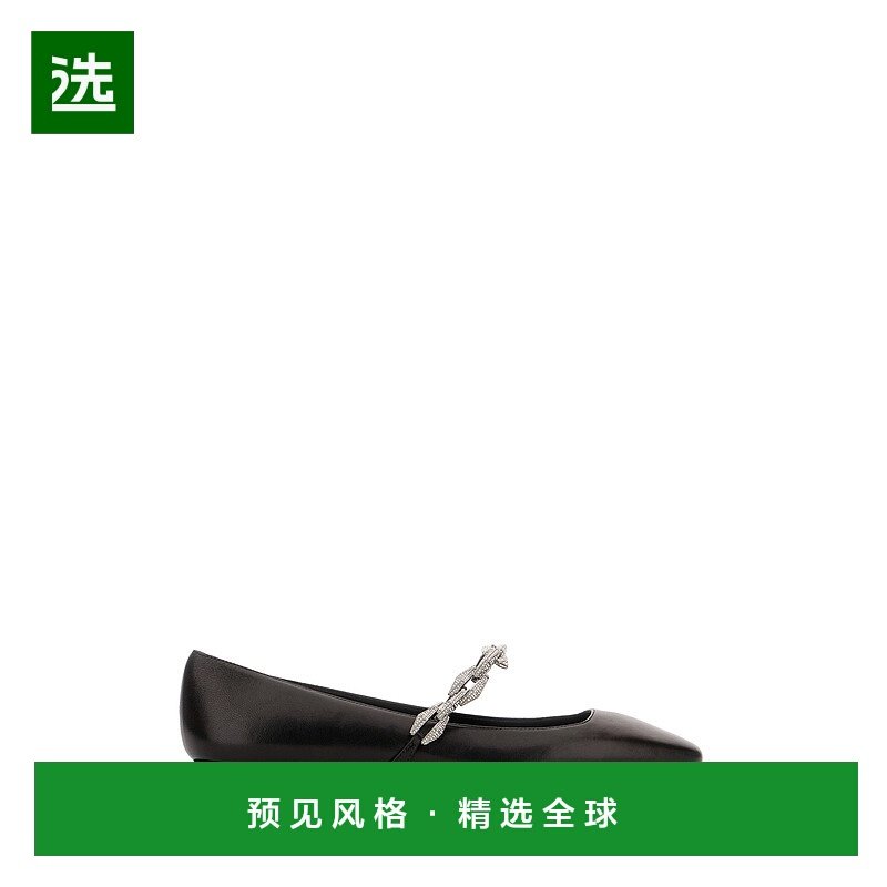 1h可退 香港直邮Jimmy Choo 周仰杰 女士 Tilda 黑色皮质平底鞋 D