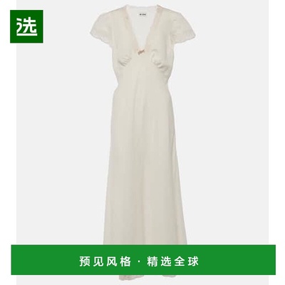 香港直邮RIXO 女士 Clarice 蕾丝边中长连衣裙 white白色 舒适时