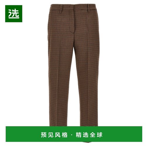 1h可退 香港直邮Prada 普拉达 女士 千鸟格长裤 P229HG13GO直筒裤
