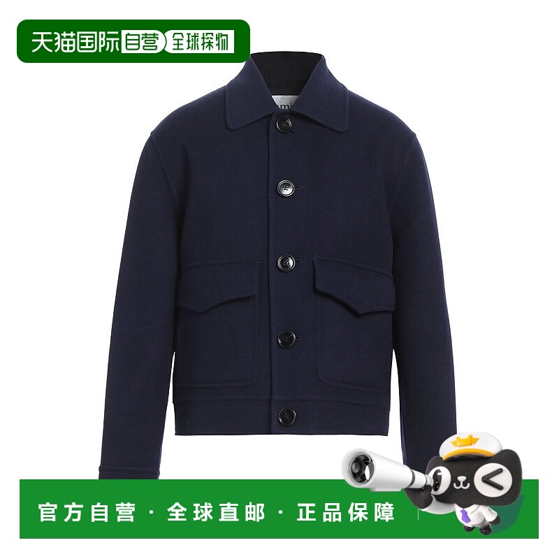 1h可退 香港直邮Ami Paris 男士 大衣 blue蓝色 舒适时尚羊毛