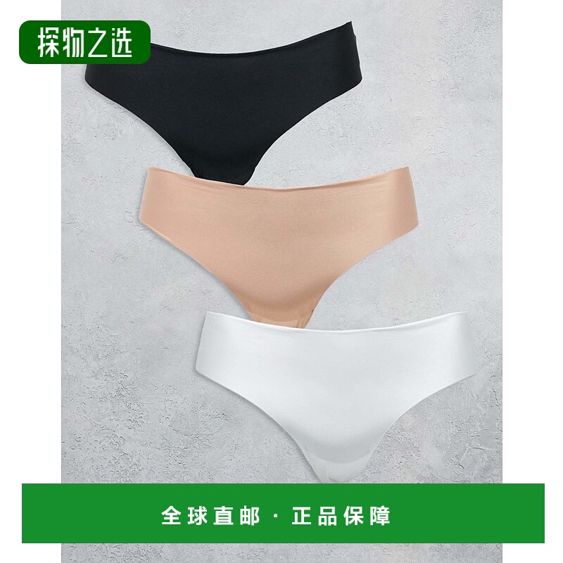 香港直邮ASOS 女士 Curve no vpl 设计黑色白色浅褐色蕾丝丁字裤(