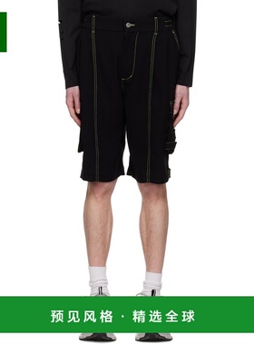 1h可退 香港直邮Feng Chen Wang 男士 黑色撞色缝线短裤 FMS15ST0