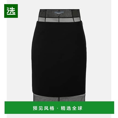 1h可退 香港直邮Prada 普拉达 女士 Crinoline 初剪羊毛中长半身