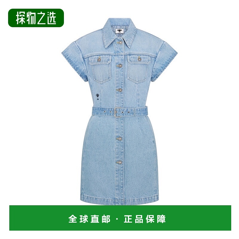 自营欧洲直邮Dior/迪奥 女士iviera 短款系带衬衫式连衣裙