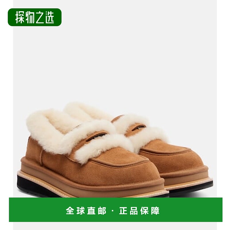 香港直邮Sacai 女士 x UGG 绒面革毛羊皮乐福鞋 brown棕色 舒适时