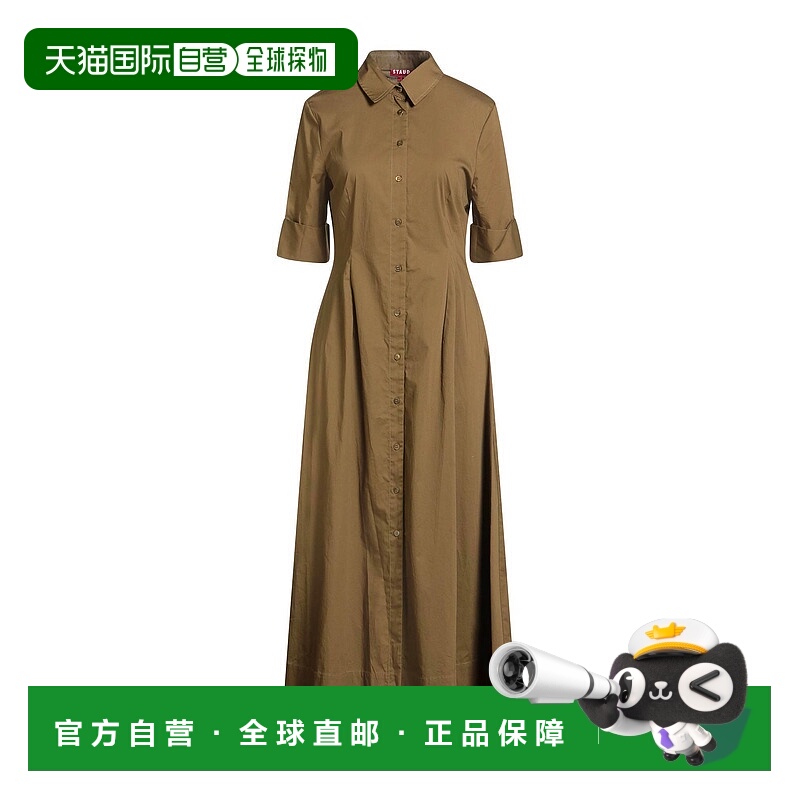 香港直邮Staud 女士 长款连衣裙 green绿色 舒适时尚