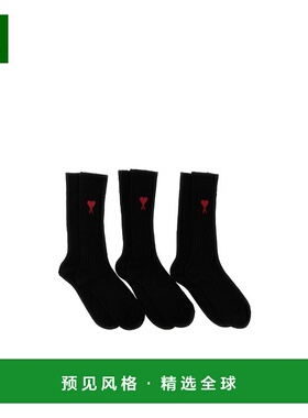 香港直邮Ami Paris 长筒袜子三双装堆堆袜 USC003379.