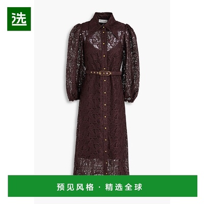 1h可退 香港直邮ZIMMERMANN 女士 凸纹花边蕾丝中长衬衫式连衣裙