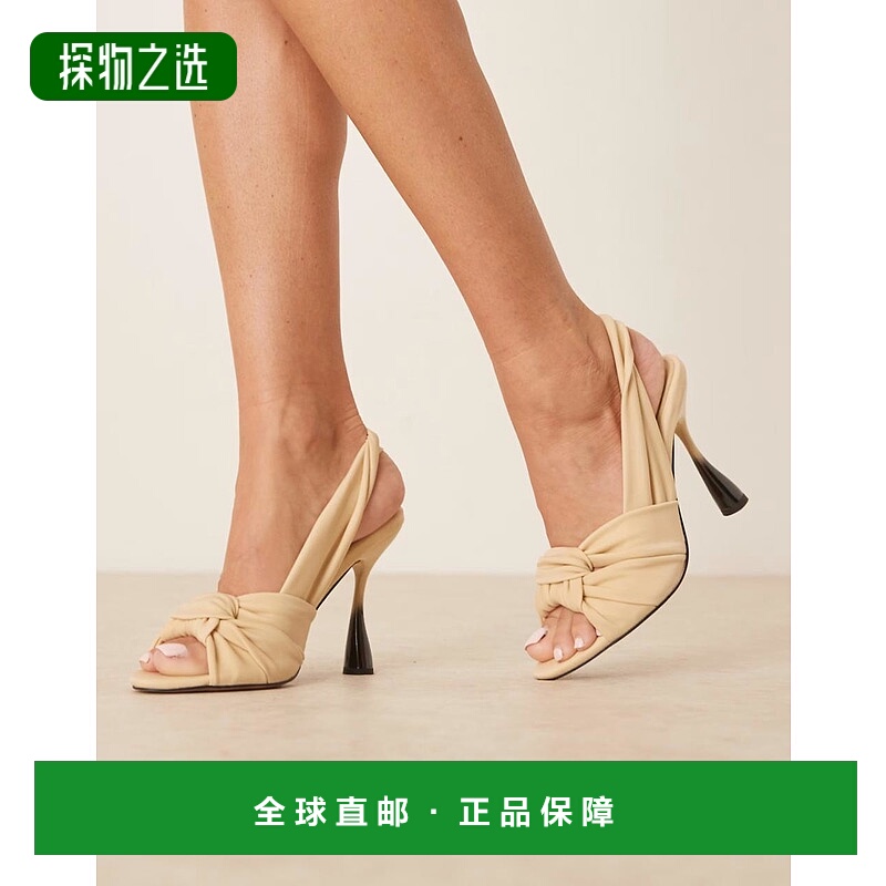 1h可退 香港直邮ASOS 女士 Nourish 设计打结高跟凉鞋(buttermilk