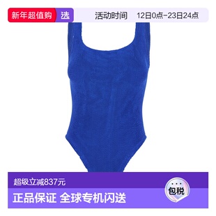 1h可退 香港直邮HUNZA G 女士 蓝色方领圈高科技布织弹力连体泳衣