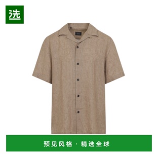 1h可退 香港直邮Brioni 布里奥尼 男士 CUBAN 深色浅褐色亚麻衬衫