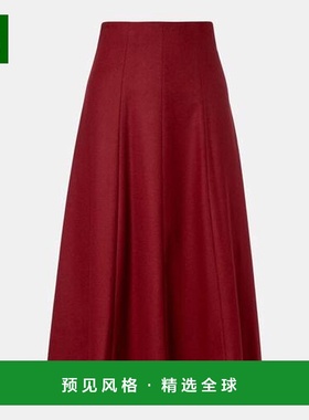 1h可退 香港直邮MaxMara 麦斯玛拉 女士 Geneve 喇叭羊毛中长半身