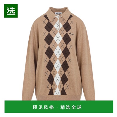 香港直邮Miu Miu 翻领长袖针织衫毛衣 MMLB65174BSOOO