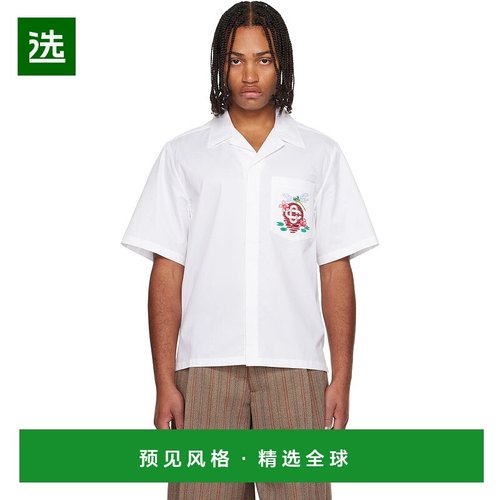 1h可退 香港直邮Casablanca 男士 白色 Cotton Poplin Embroidere