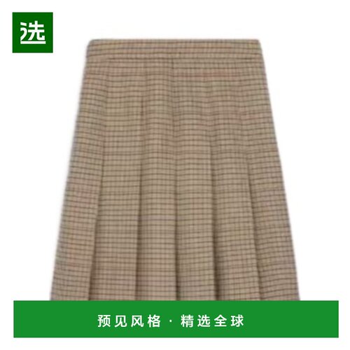 香港直邮Celine 百褶格纹羊毛半身裙 RJ02V450Z.【付后1h可退】